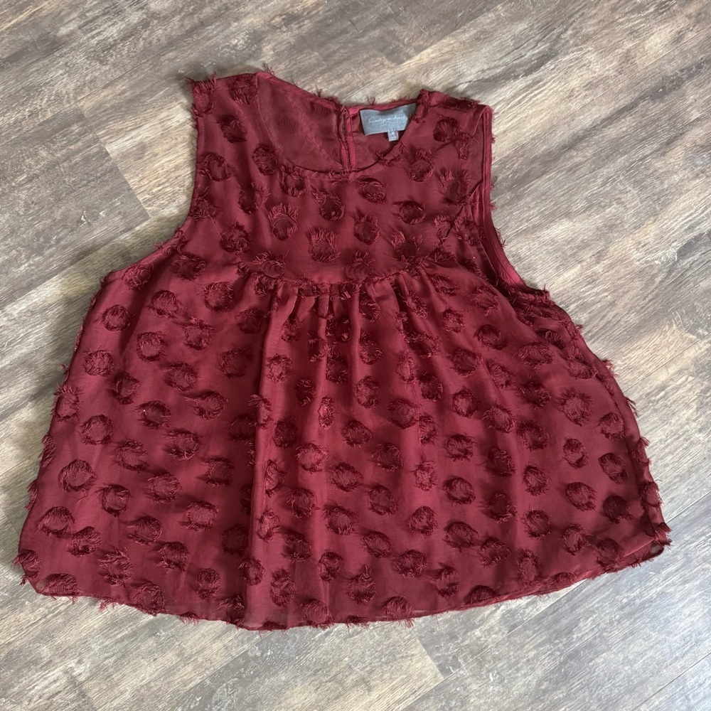 Anthropologie Deep Red Textured Sleeveless Top